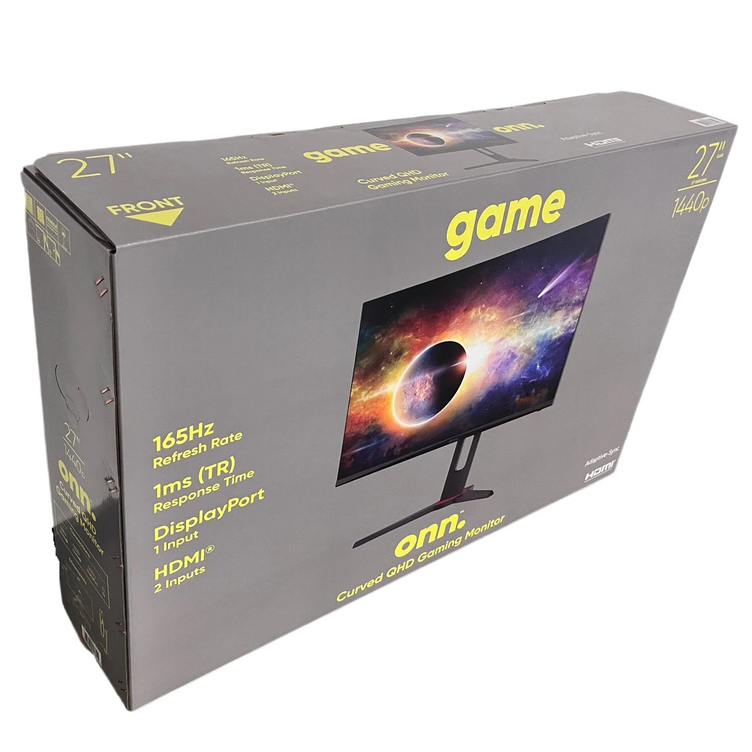 27" Curved QHD (2560 X 1440P) 165Hz 1Ms Adaptive Sync Gaming Monitor with Cables, Black, New