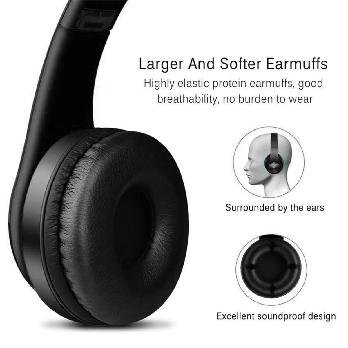 Foldable Bluetooth Noise-Canceling Over-Ear Headphones,Black,B3