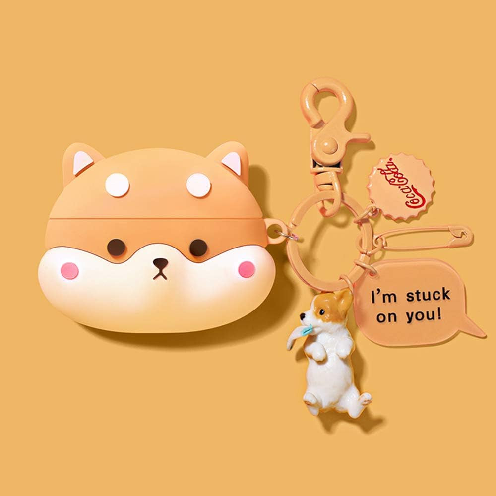 Compatible with Airpods Pro Case, Silicone 3D Cute Animal Shiba Inu Fun Cartoon Character Airpod Cover, Kawaii Funny Fashion Cool Design Skin, Shockproof Cases