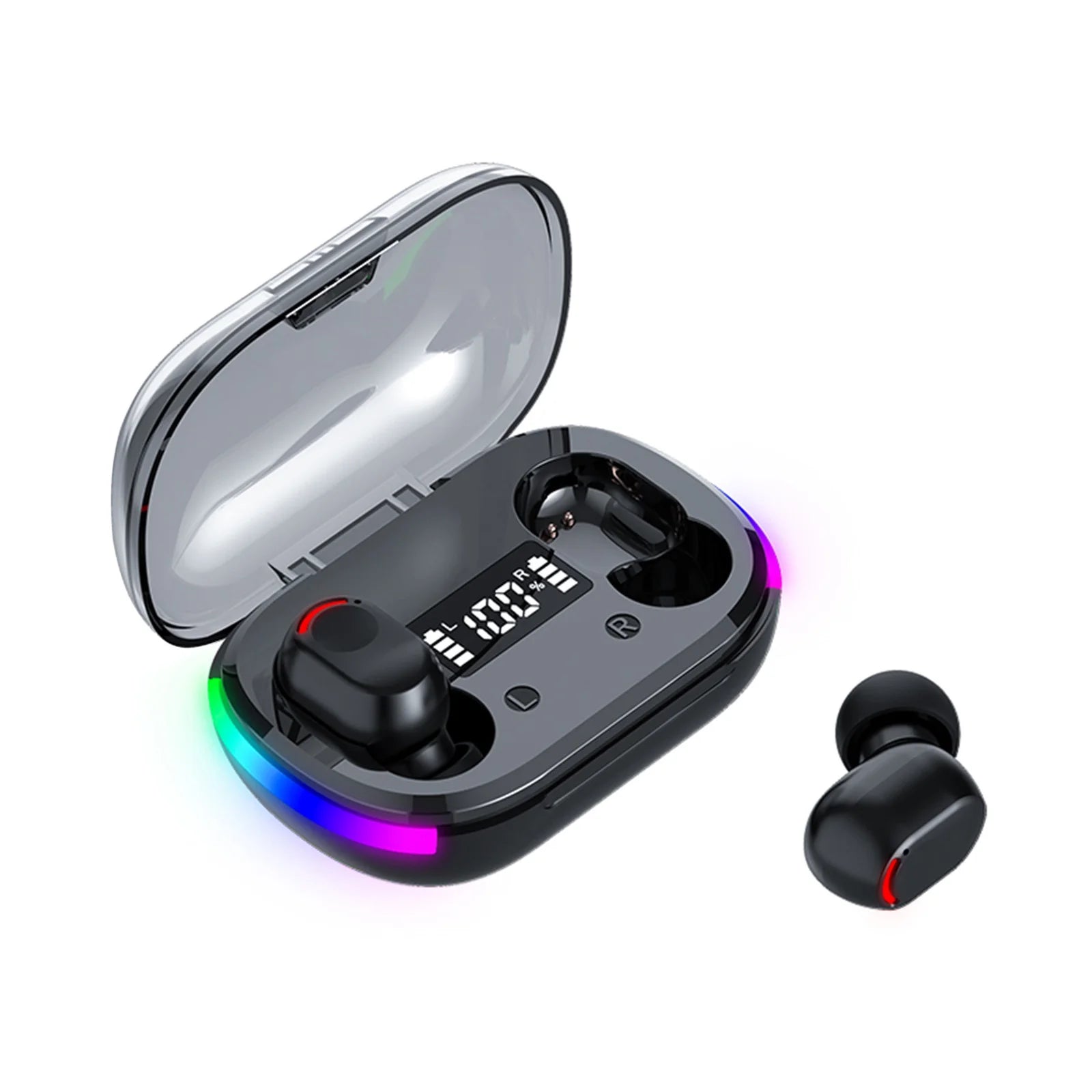 Back to School Supplies  Electronics Wireless Earbuds Bluetooth 5.3 in Ear Light-Weight Headphones Built-In Microphone IPX5 Waterproof Immersive Premium Sound Headset with Charging Case Black