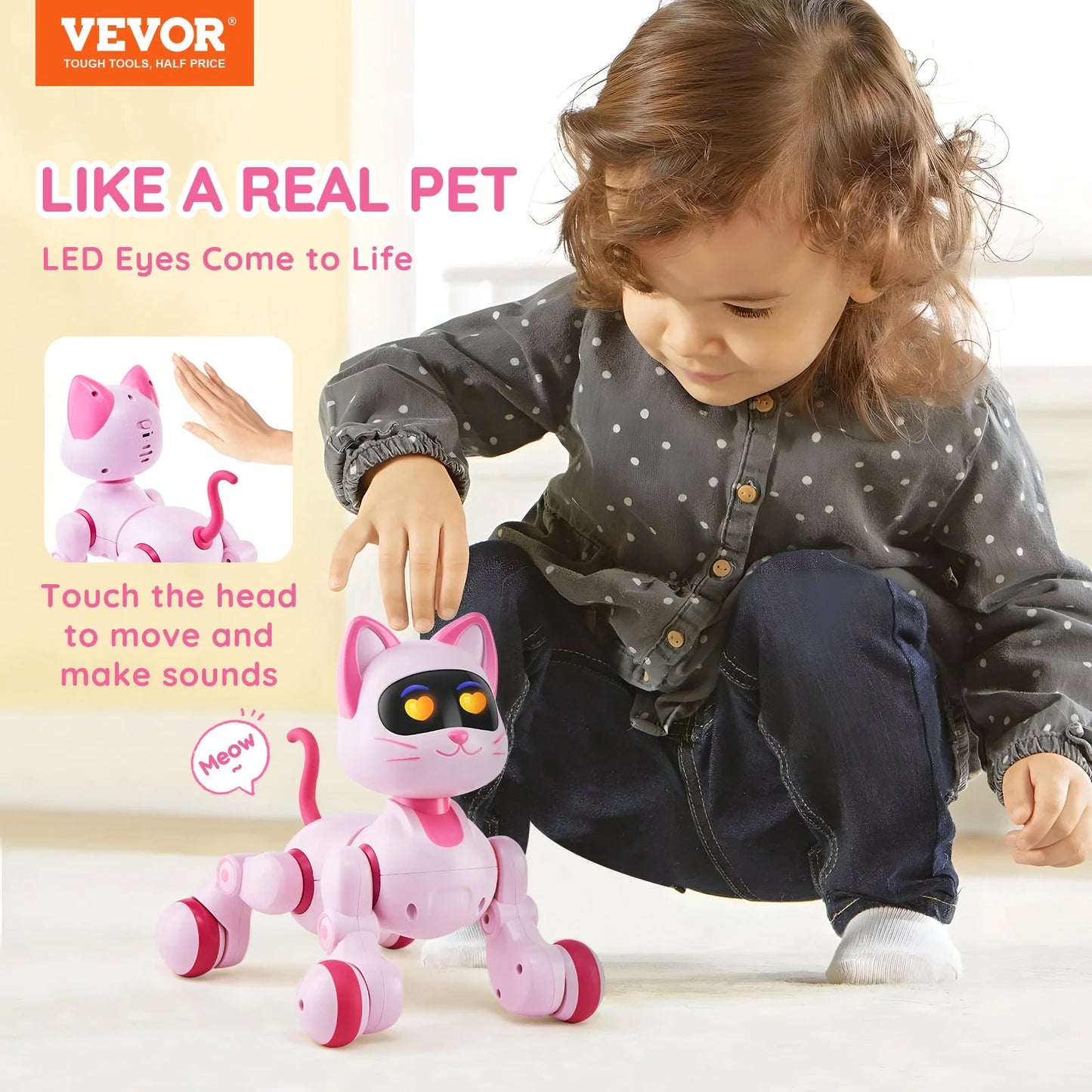 VEVOR RC Robot Cat Toy for Kid Talking Dancing Touch Remote Control Programmable