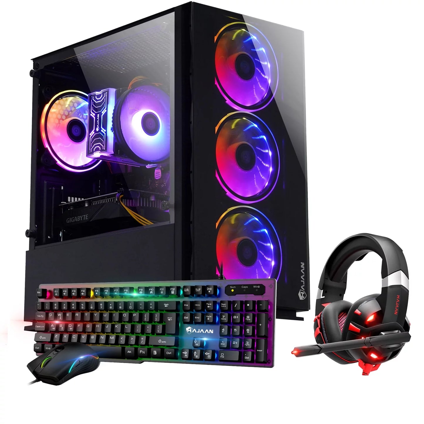 Gaming PC Desktop Tower - Intel Quad Core I7 Upto 4.0Ghz - 32GB DDR4 RAM 512GB SSD - Geforce GTX 1650 4GB GDDR5 - RGB Keyboard Mouse Headset - Wifi Ready - Windows 10 Pro